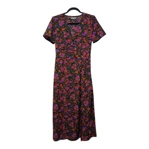 Missguided Half Button Long Floral Tea Dress Size 6